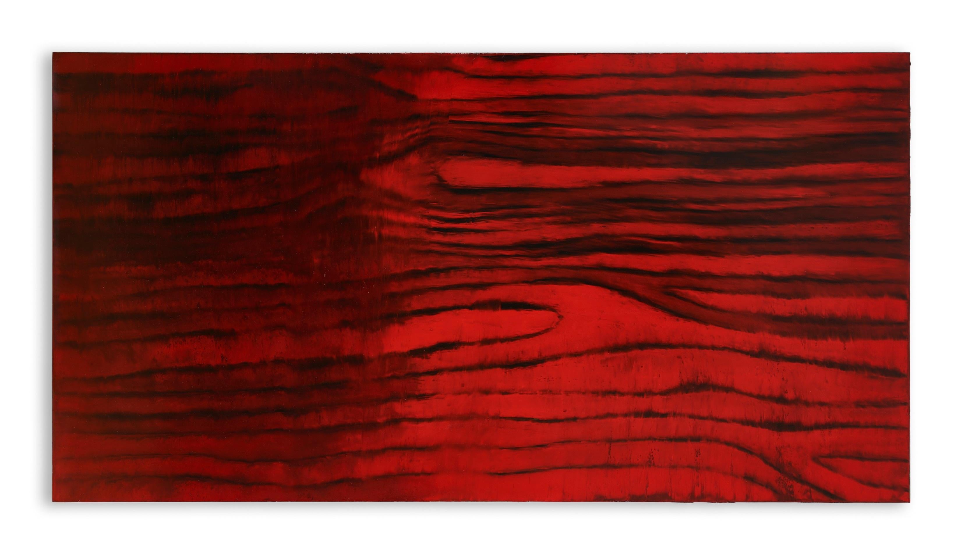 Heartbeat III - 21st Century, Red, Organic, Abstract Painting, Horizontal 2