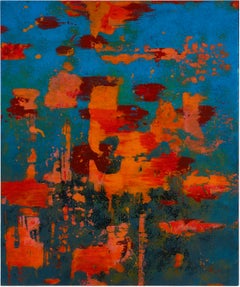 Reflection - Contemporary, Abstract Painting, Blue, Orange
