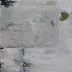 Secret Entrance 13 - Wax painting, Landscape, Abstract art, White 