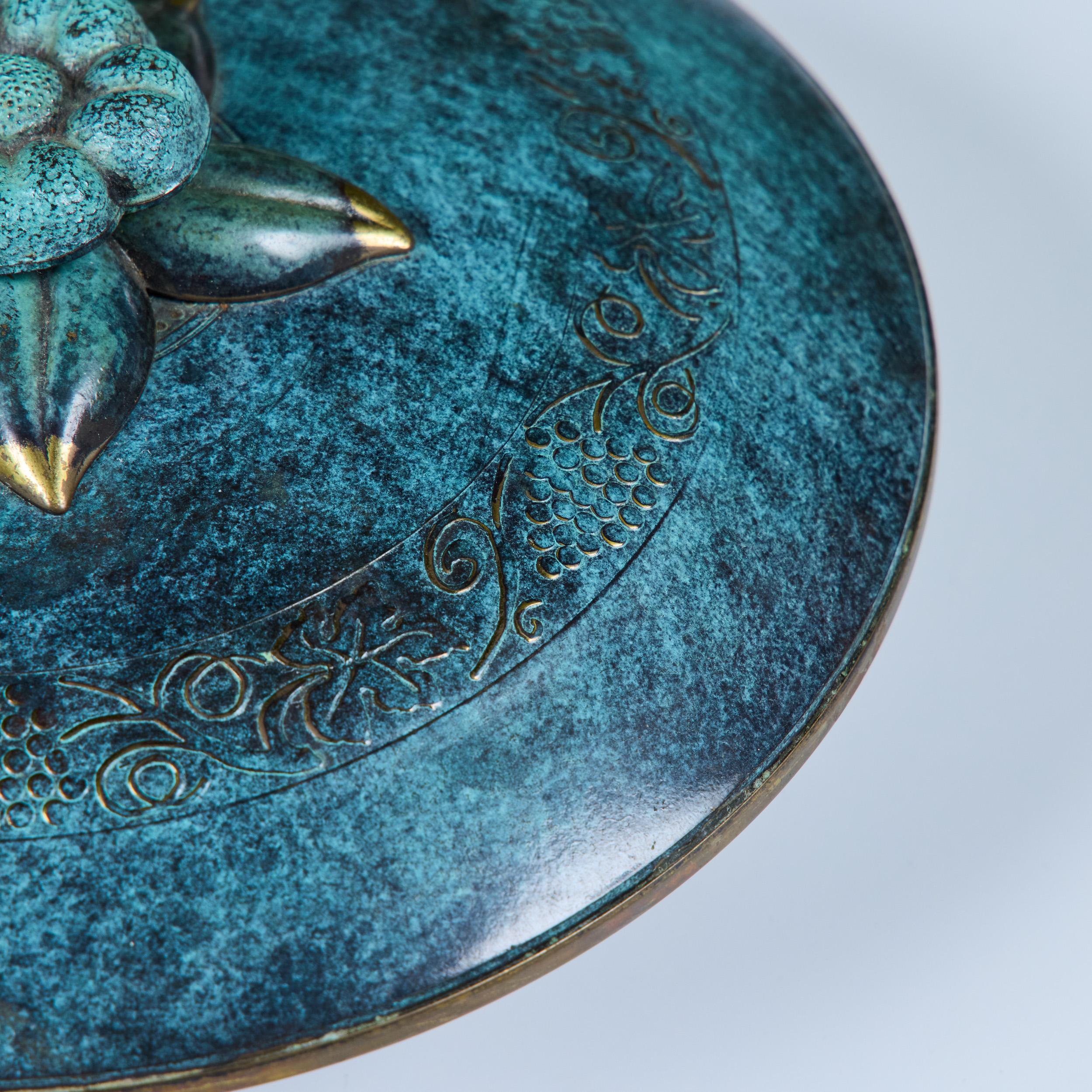 Cuenco Floral con Tapa Pal-Bell Bronce en venta 7