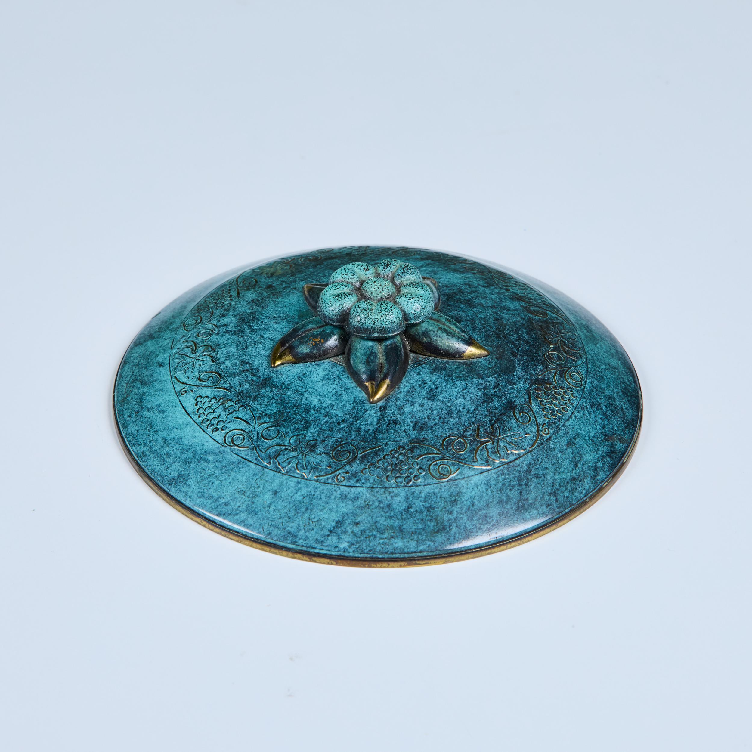 Cuenco Floral con Tapa Pal-Bell Bronce en venta 8