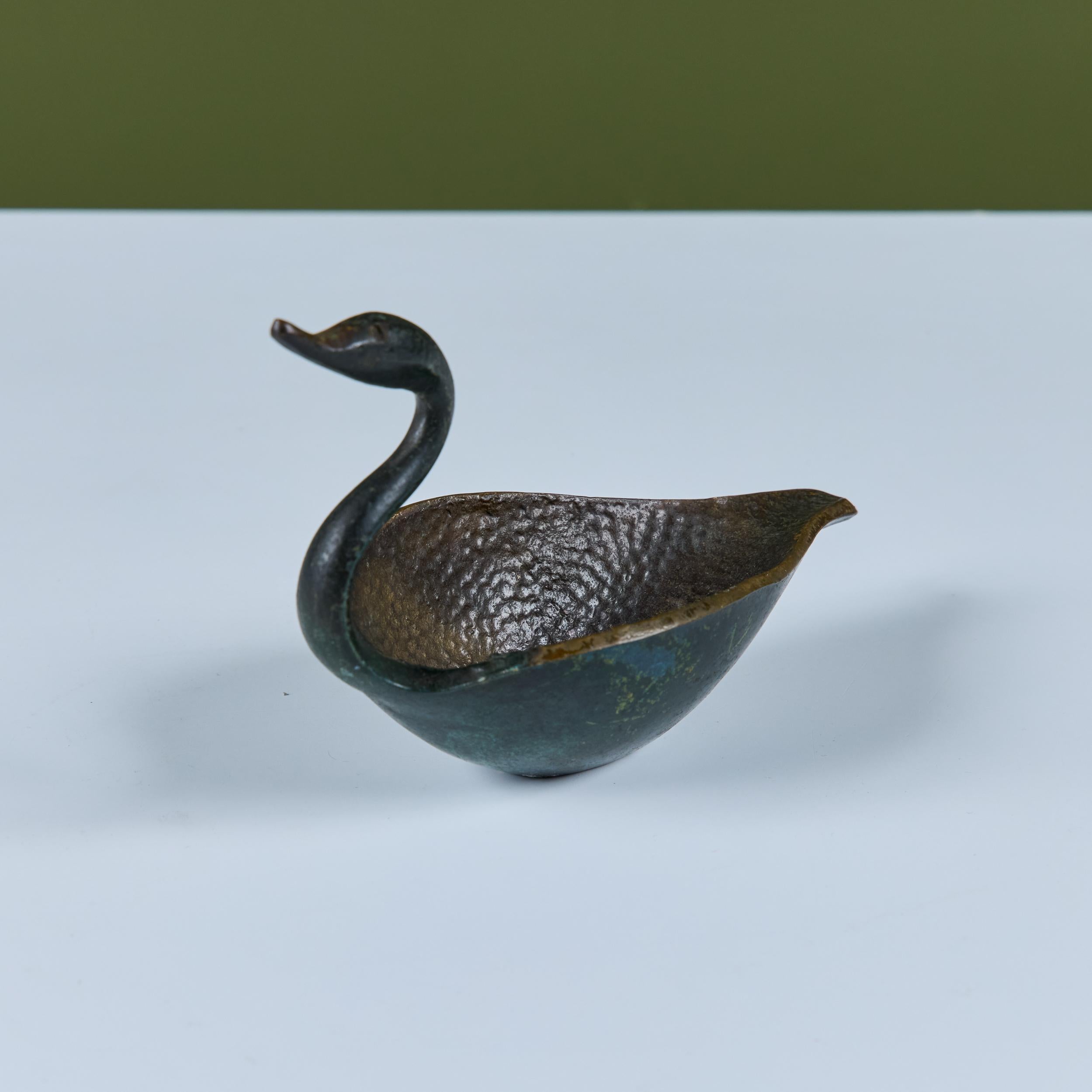 Mid-Century Modern Pal-Bell Cast Bronze Swan Catchall For Sale
