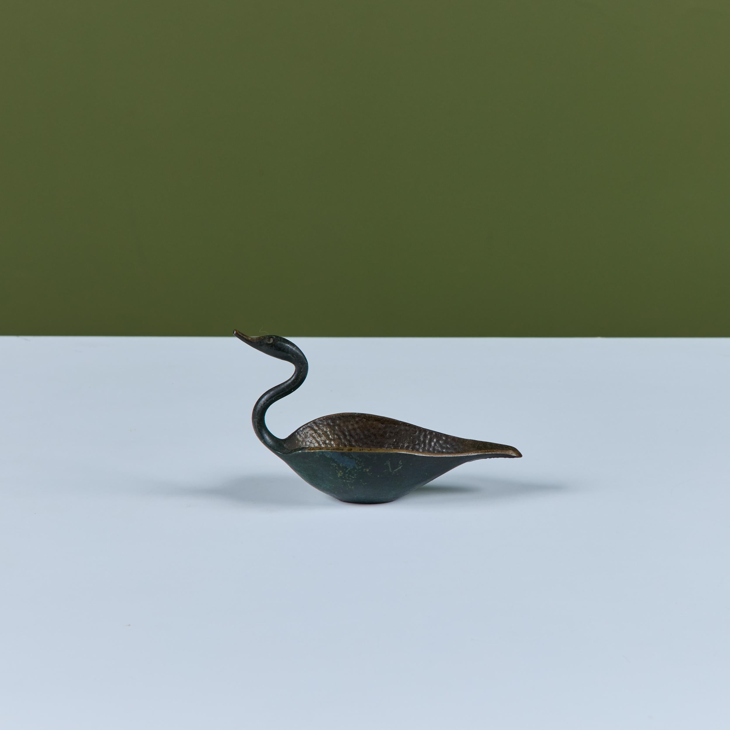 Hammered Pal-Bell Cast Bronze Swan Catchall For Sale