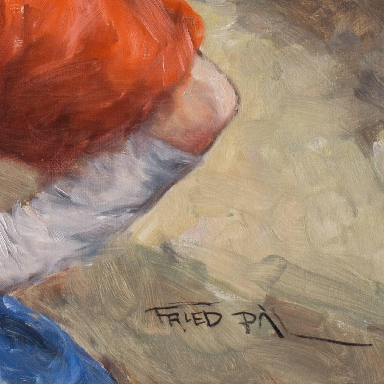 'Audrey, A Young Woman in Paris', Benezit, Hollywood, Monet, Large Oil - Painting by Pal Fried