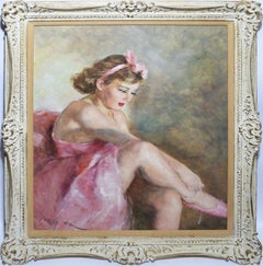 Antique Impressionist Portrait Oil Painting of a Ballerina Dancer by Pal Fried