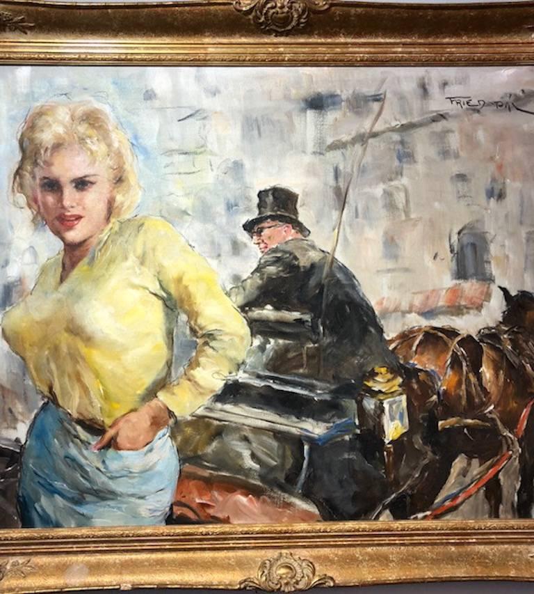 Blonde in Yellow - Painting by Pal Fried