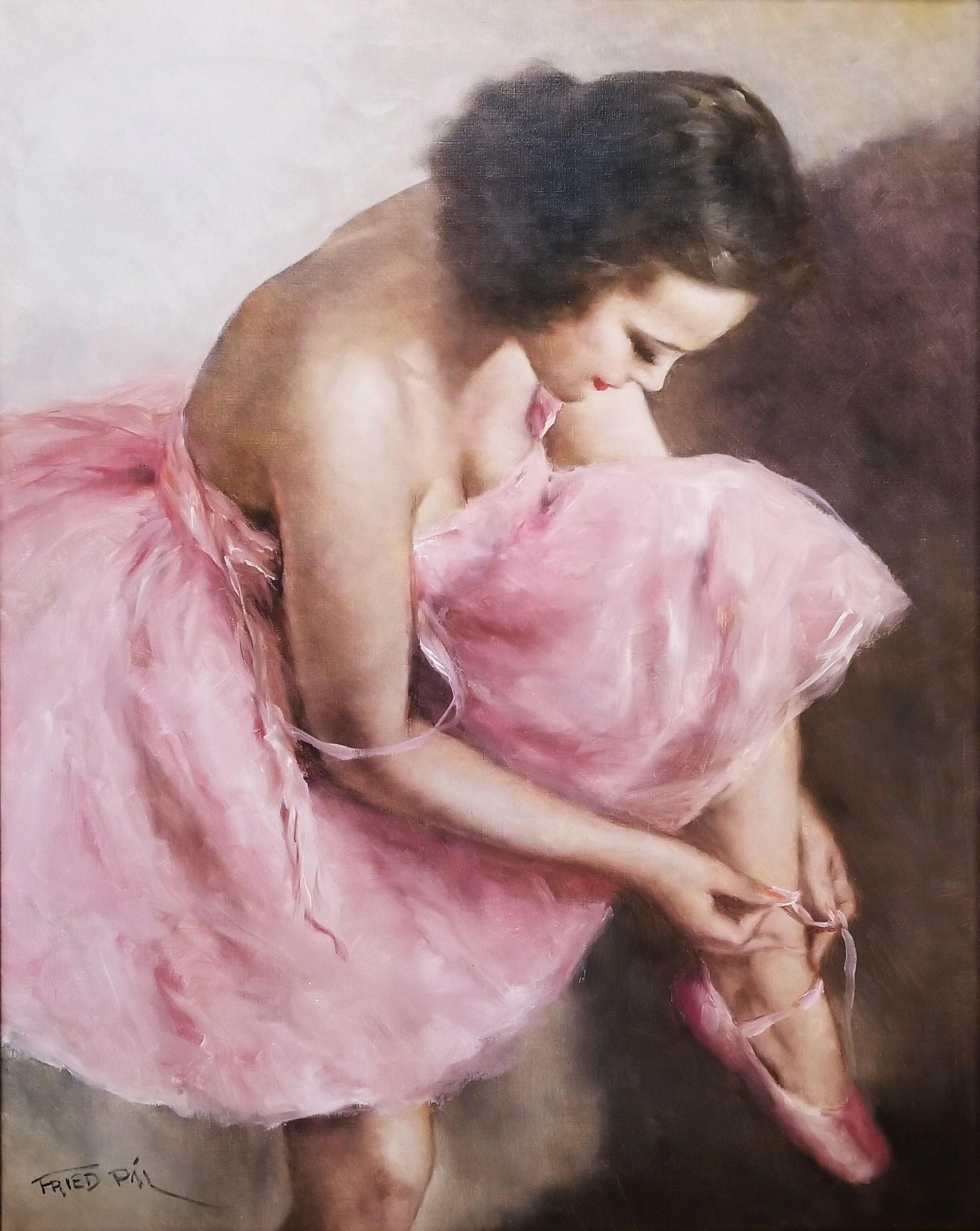 Pal Fried Figurative Painting – Intermission (Ballerina) /// Impressionismus Degas Französisches Ballett Renoir Figurative