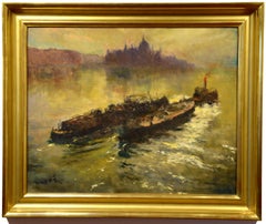 "Morning Along the River, " 20th Century Impressionist Oil, Pal Fried, Hungary