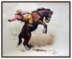 Pal Fried Large Oil Painting On Canvas Western Cowboy Horse Rodeo Signed Framed