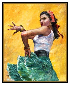 Pal Fried Large Original Painting Oil On Canvas Signed Dance Female Portrait Art