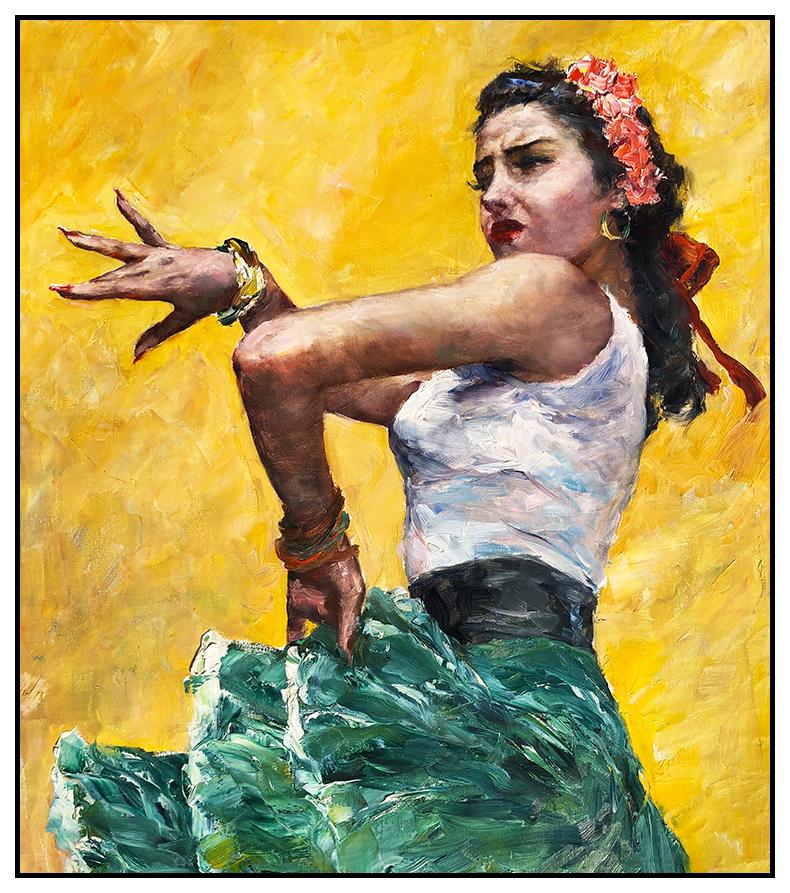 Pal Fried Large Original Painting Oil On Canvas Signed Dance Female Portrait Art For Sale 1