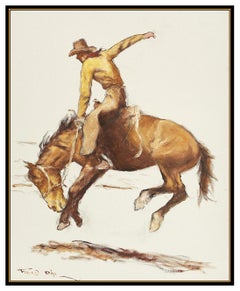 Pal Fried Original Oil Painting On Canvas Signed Large Western Horse Cowboy Art