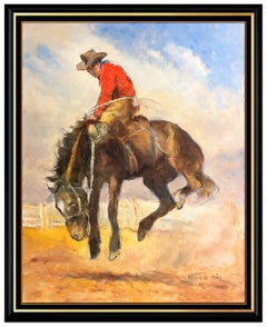 Pal Fried Original Oil Painting On Canvas Signed Western Horse Animal Artwork