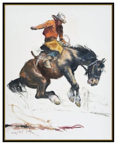 Pal Fried Original Oil Painting On Large Canvas Signed Western Horse Cowboy Art