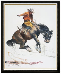 Pal Fried Original Oil Painting On Large Canvas Signed Western Horse Cowboy Art