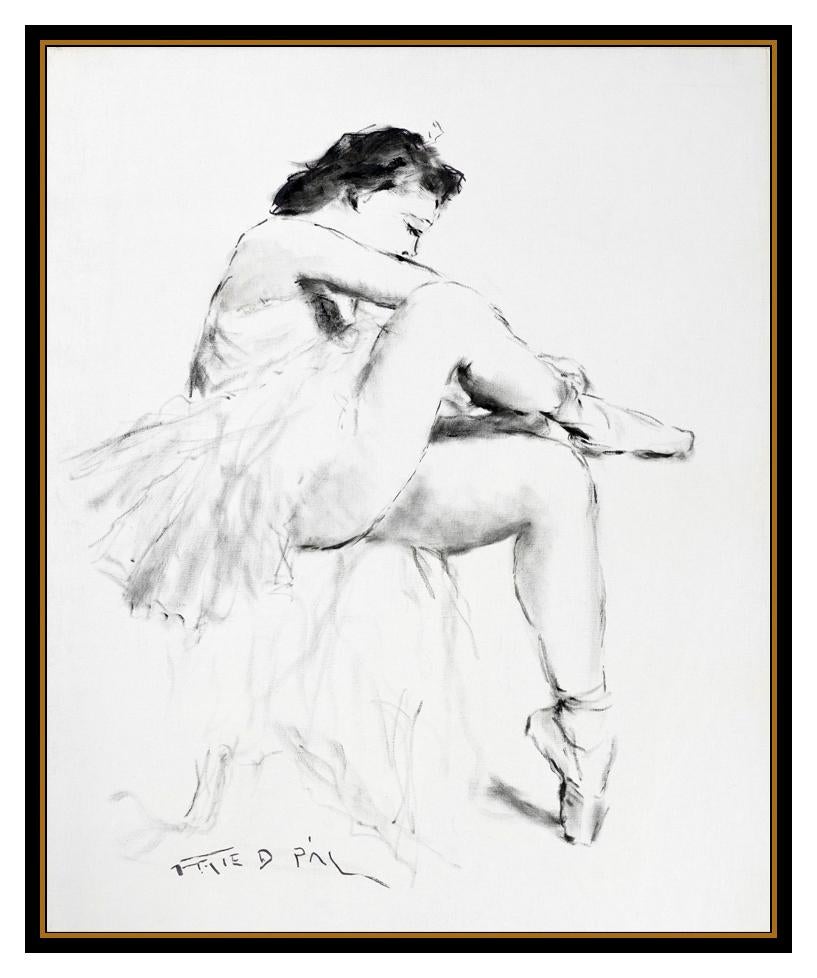 Pal Fried Original Painting Large Oil On Canvas Signed Dance Ballet Portrait Art For Sale 1