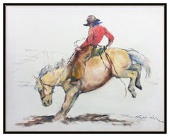 Pal Fried Original Painting Large Oil On Canvas Signed Western Cowboy Horse Art