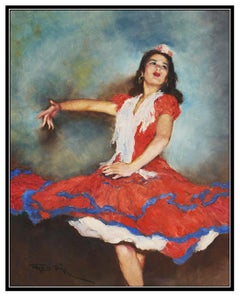 Pal Fried Original Painting Oil On Canvas Signed Ballet Dancer Portrait Large