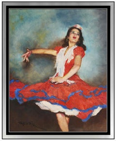 Pal Fried Original Painting Oil On Canvas Signed Ballet Dancer Portrait Large