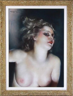 Pál Fried Signed Female Nude Pastel Portrait, American Realist, c. 1946