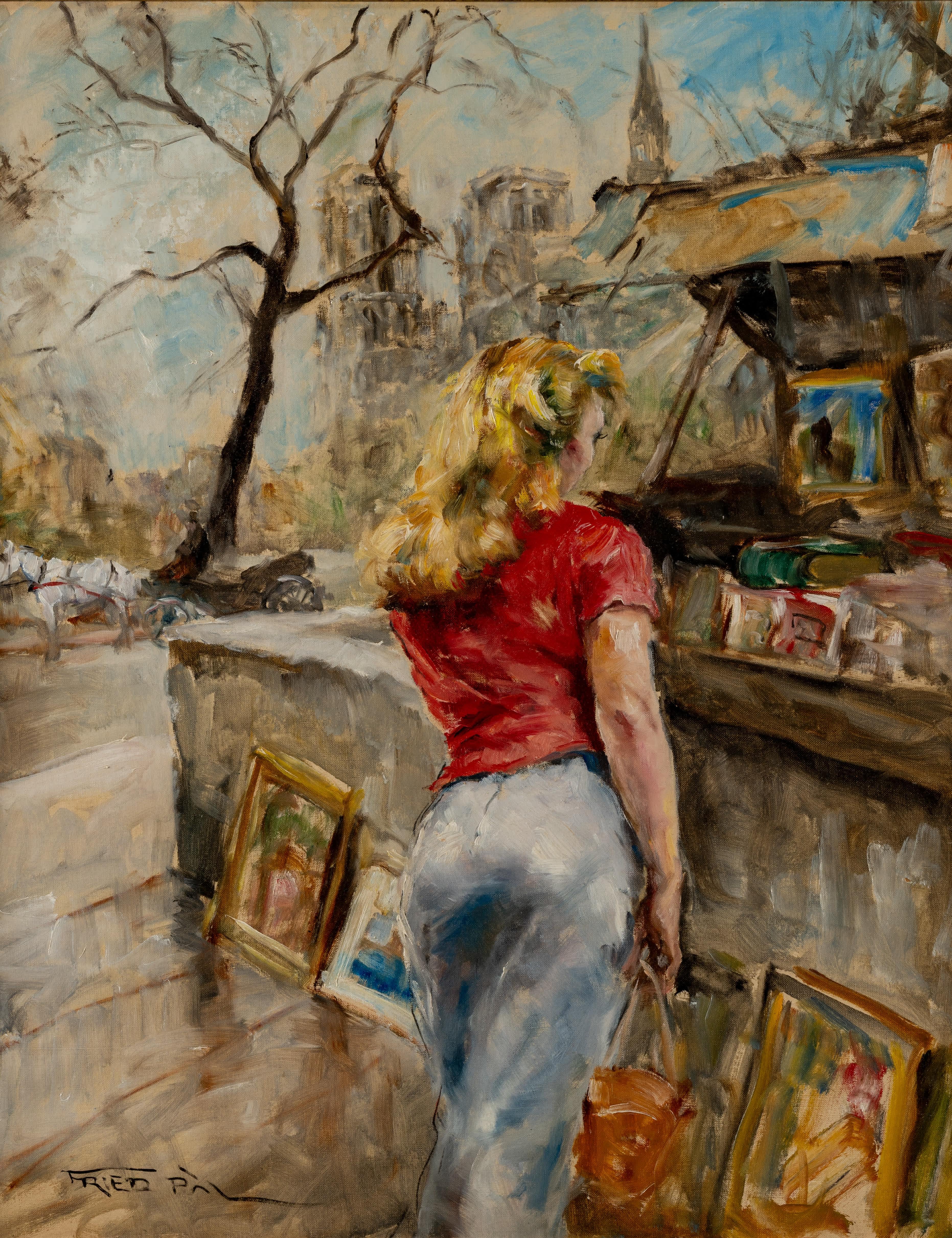 Woman Browsing - Impressionist Painting by Pal Fried
