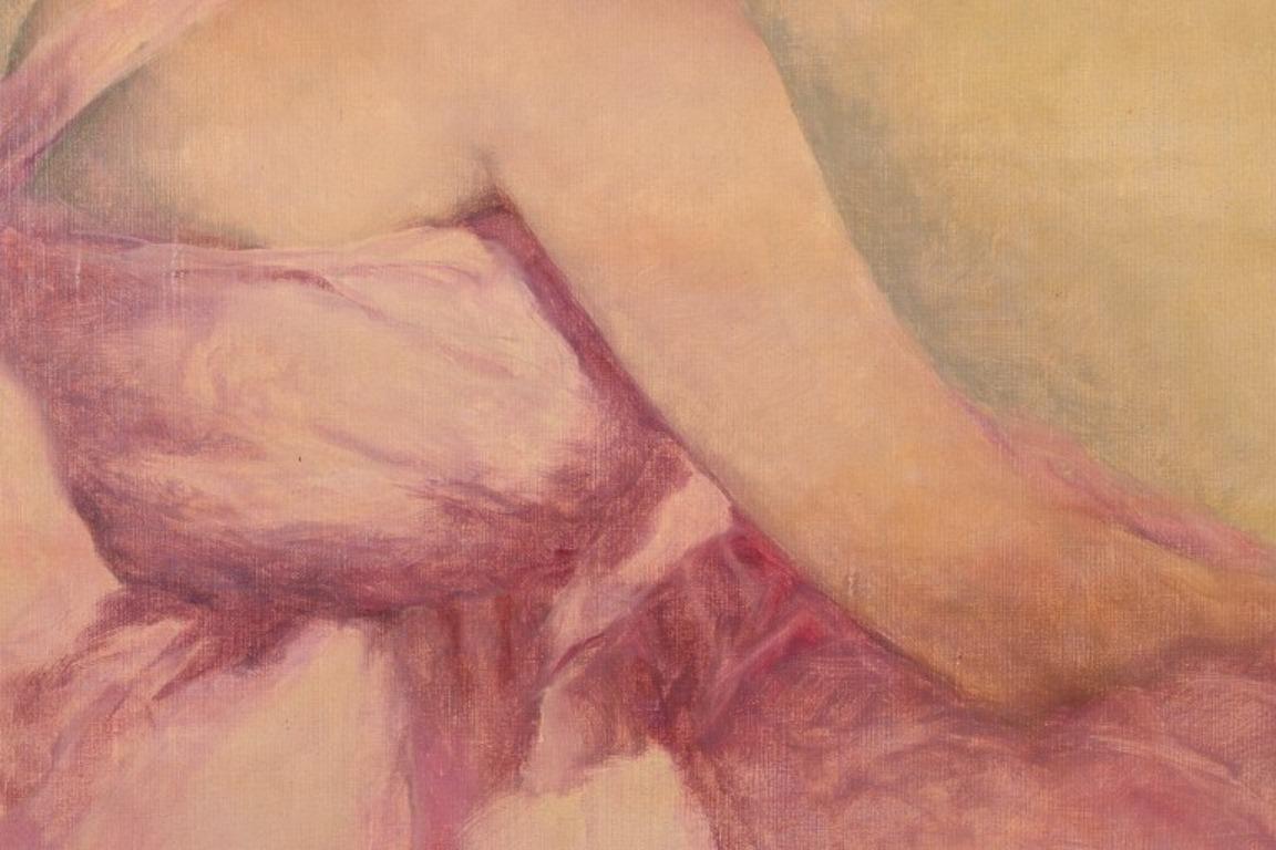 Canvas Pál Fried, well listed Hungarian artist. Oil on canvas. Portrait of a ballerina. For Sale