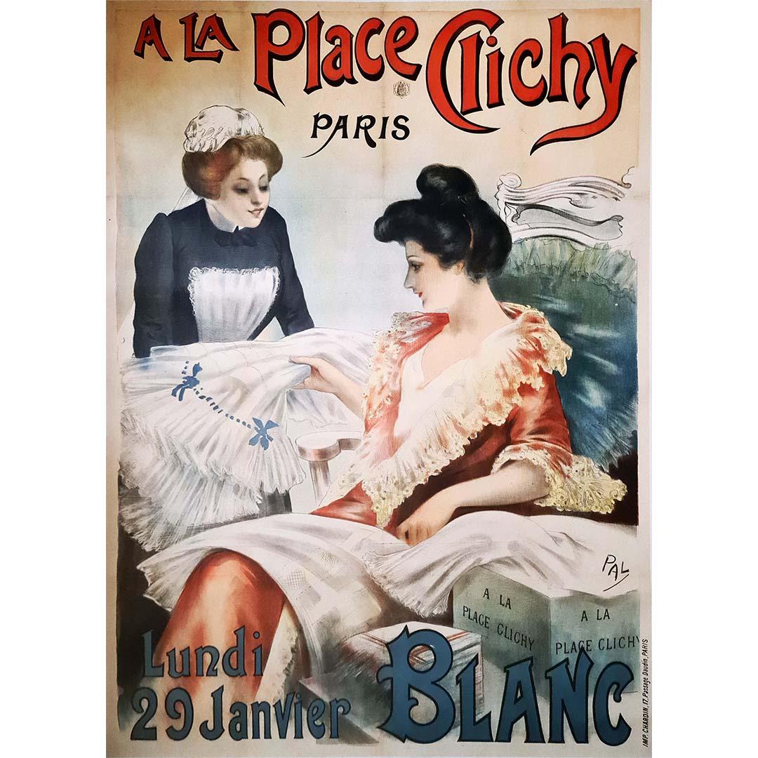 Beautiful original early 20th century poster by PAL - A la Place Clichy Paris - Print by Pal (Jean de Paléologue)