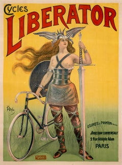 Affiche vintage d'origine « Cycles Liberator » représentant une bicyclette, 1900