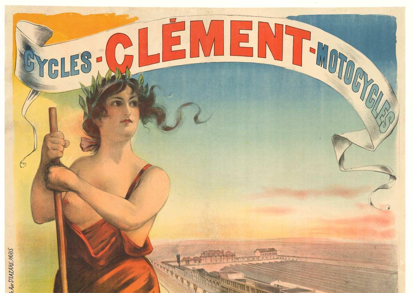 Clement Motocycles, Belle Epoque, Vintage-Poster – Print von Pal (Jean de Paléologue)