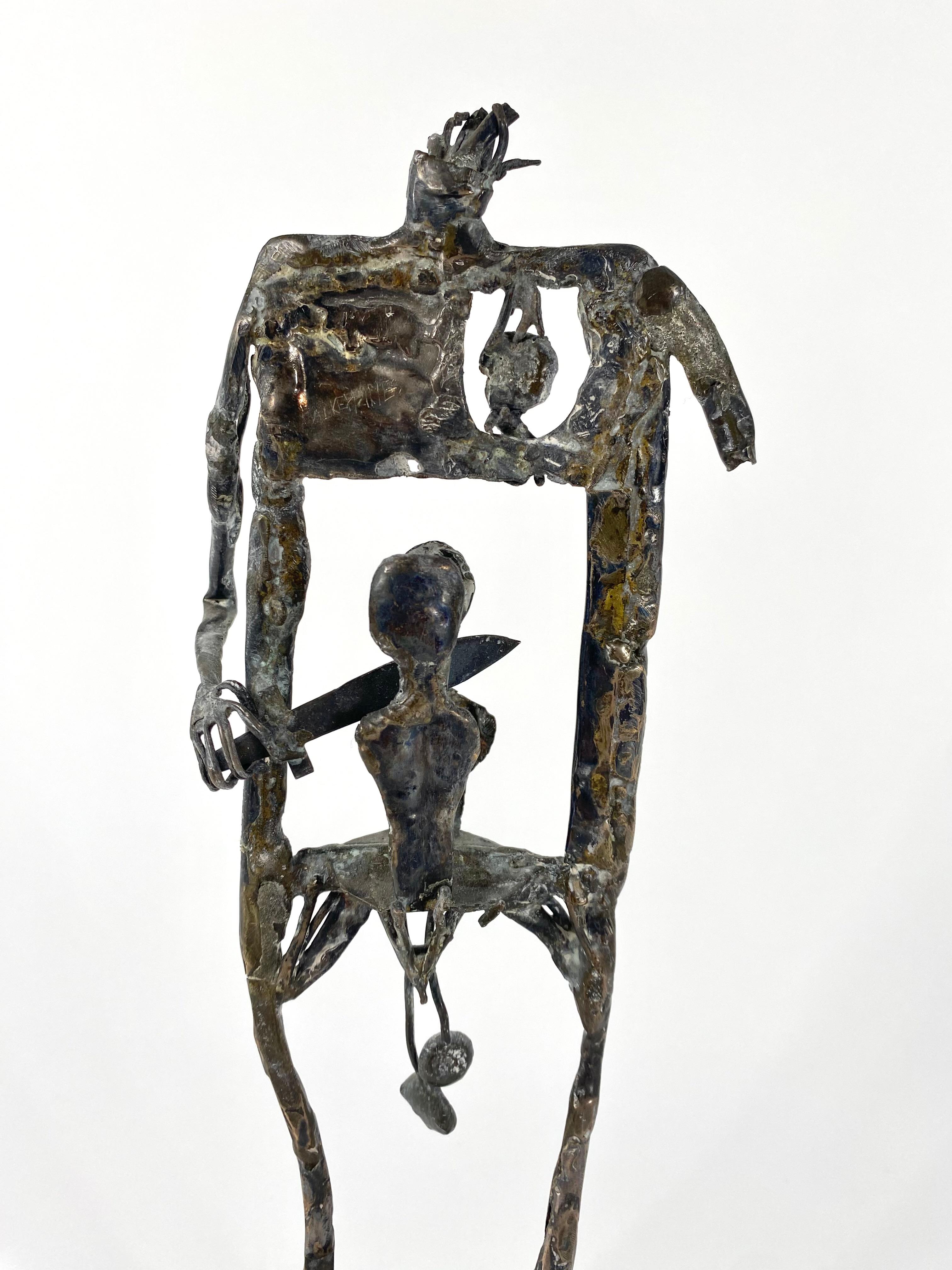 Pal Kepenyes (1923-2021) abstract figure in metal, signed by the artist, purchased by the original owners from Pal in his studio in Acapulco during the 1960s. Kepenyes was known for his Surrealist work in various mediums, sculpture, jewelry and