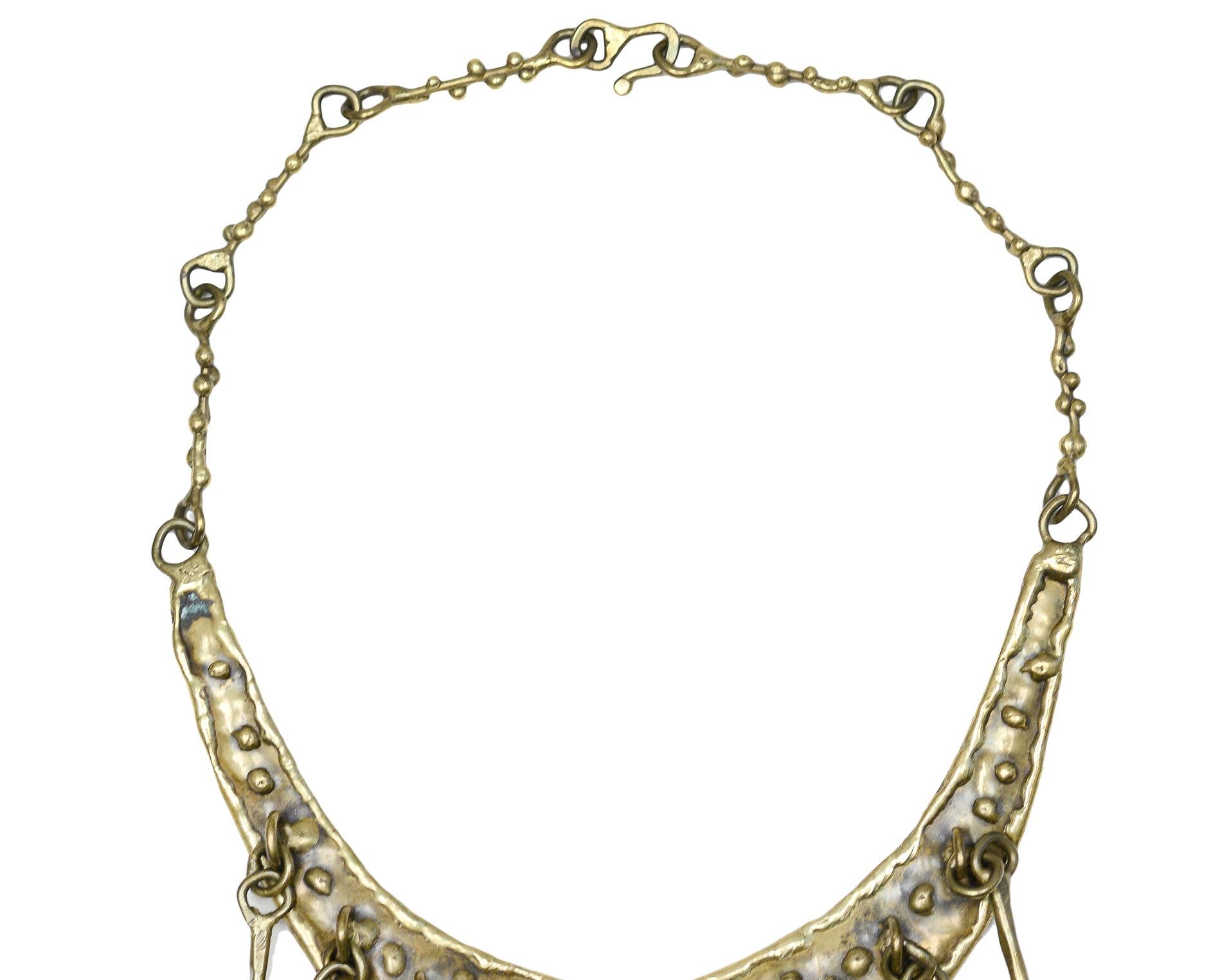 Pal Kepenyes Bronze Fringe Collar Necklace In Excellent Condition For Sale In Los Angeles, CA