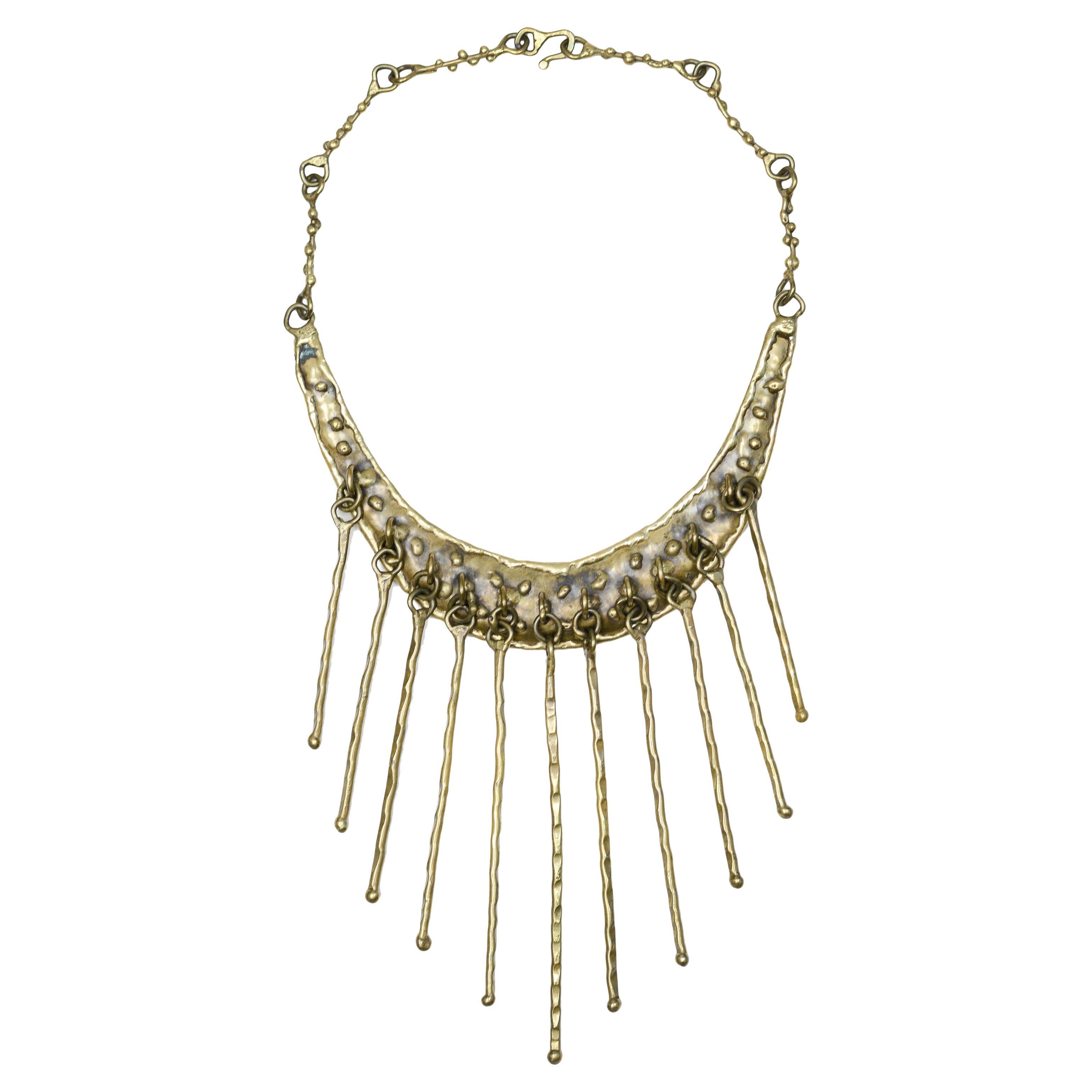 Pal Kepenyes Bronze Fringe Collar Necklace For Sale