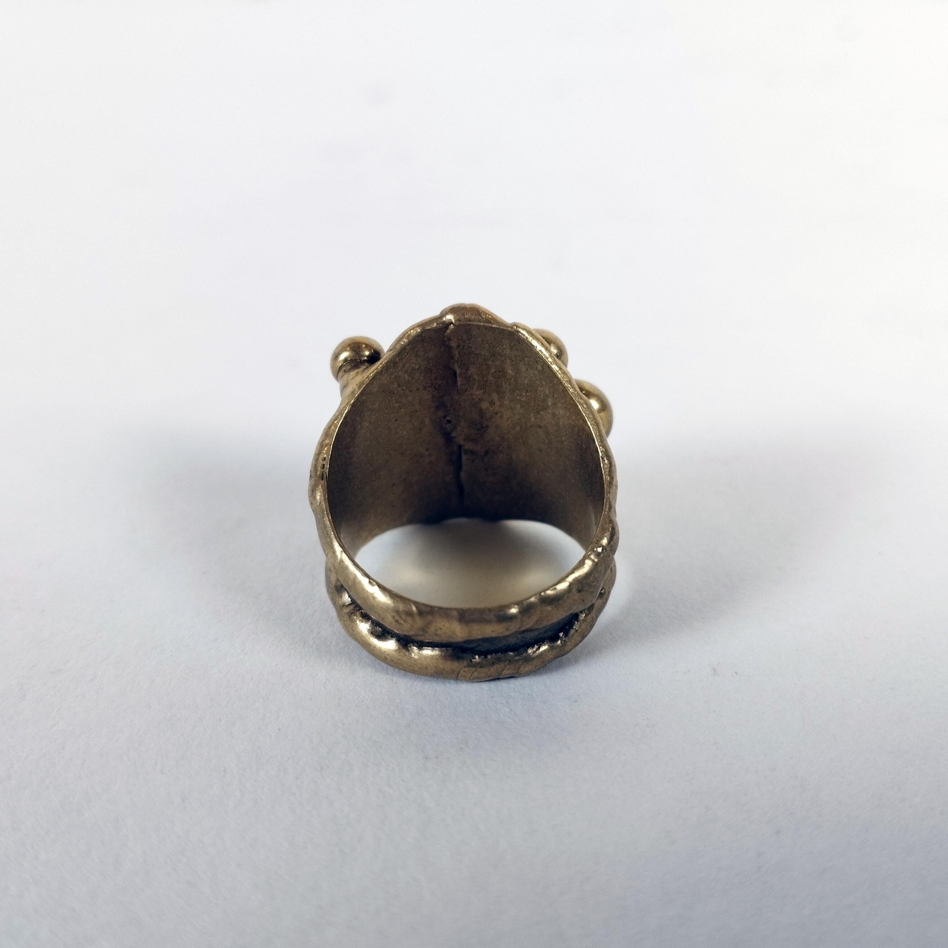 Mexican Pal Kepenyes Bronze Ring with Malachite Cabochon