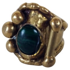 Pal Kepenyes Bronze Ring with Malachite Cabochon