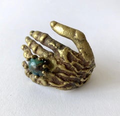 Pal Kepenyes Bronce Turquesa Mexicana Surrealista Mano con Anillo Pulsera