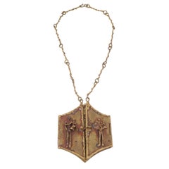 Pal Kepenyes Brutalist Brass Locket Necklace
