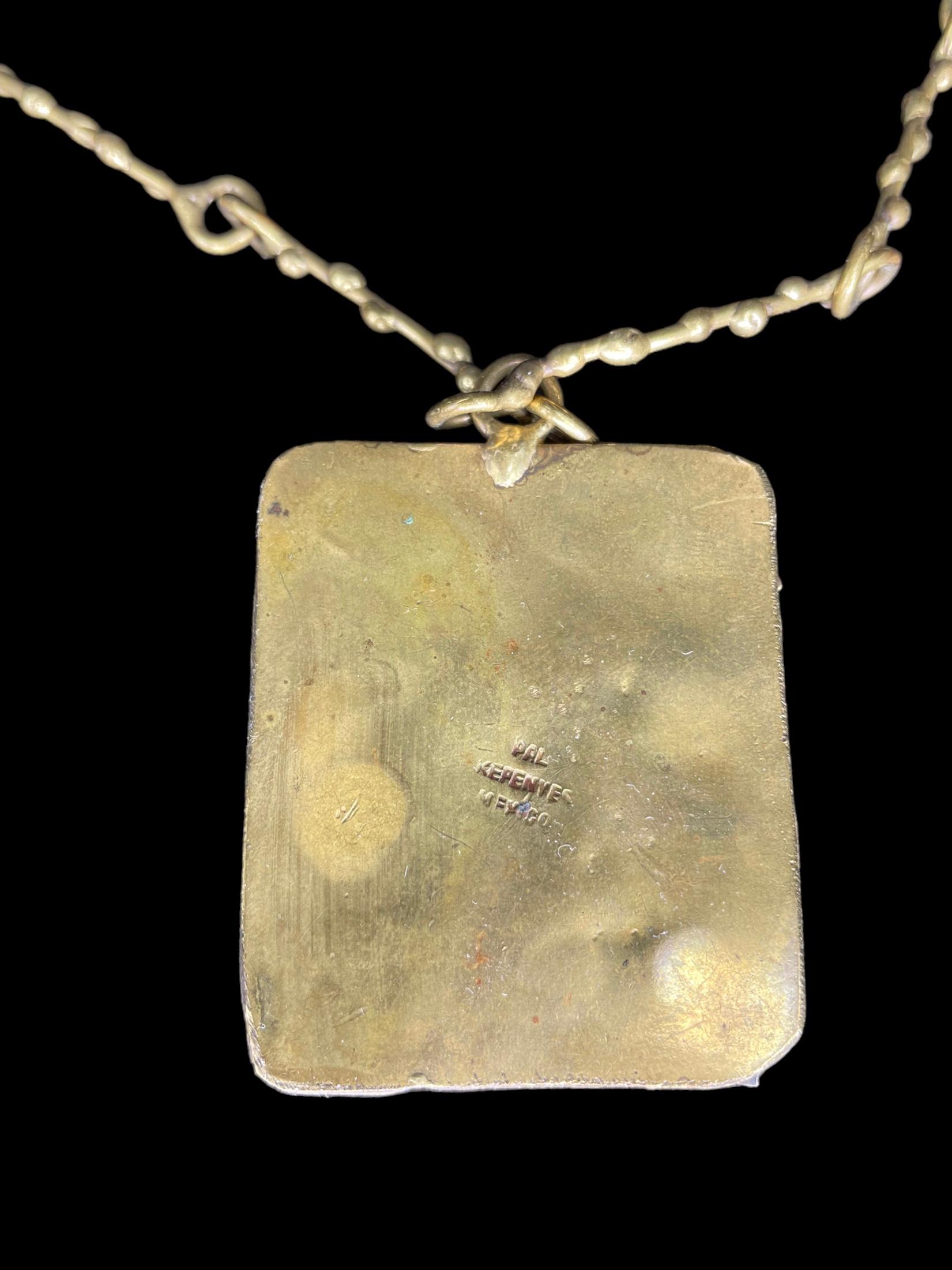 Pal Kepenyes Brutalist Brass Necklace Signed In Good Condition For Sale In Lee-On-The-Solent, GB