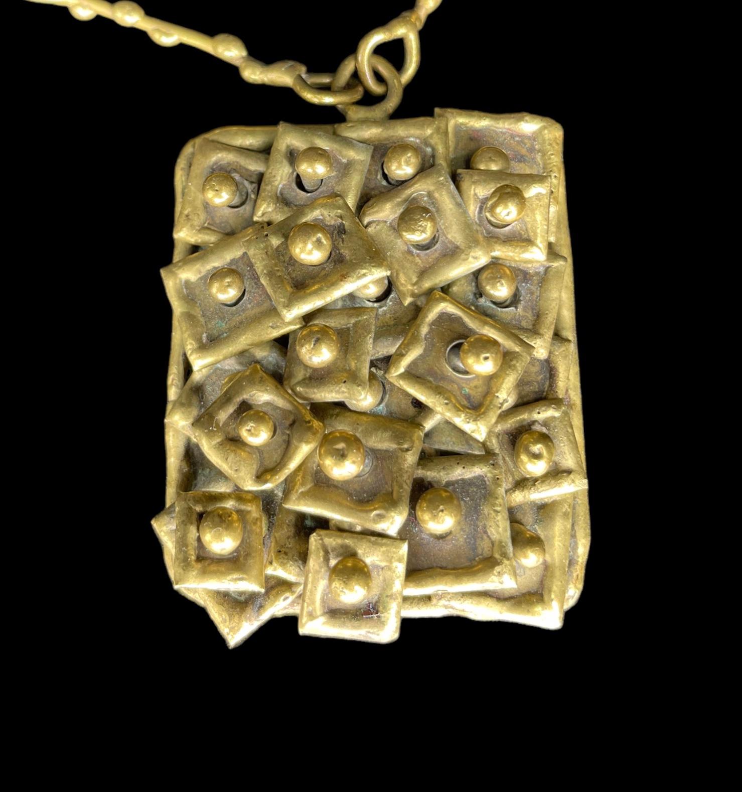 Pal Kepenyes Brutalist Brass Necklace Signed For Sale 3