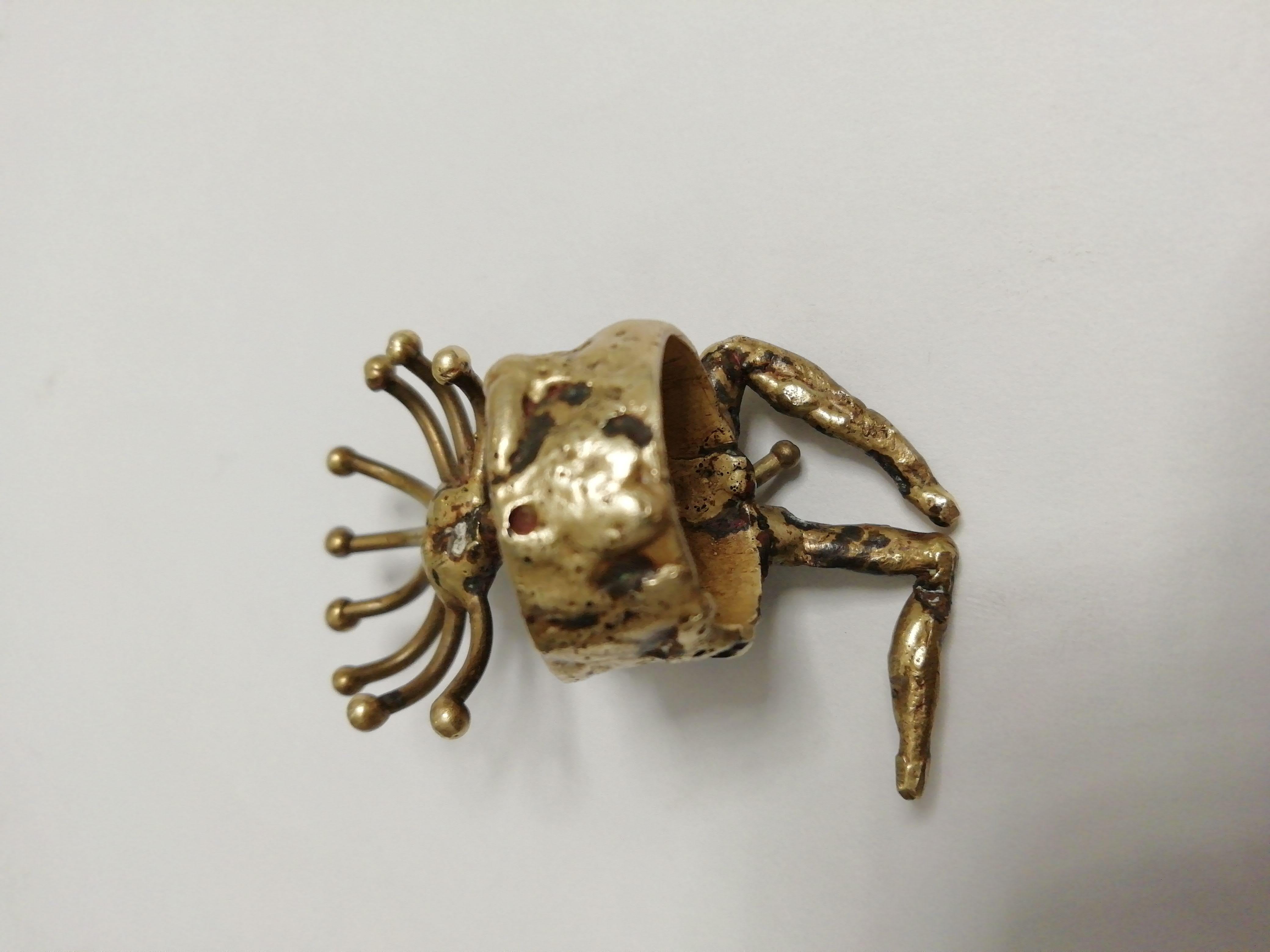 Late 20th Century Pal Kepenyes Brutalist Bronze and Amethyst Ring
