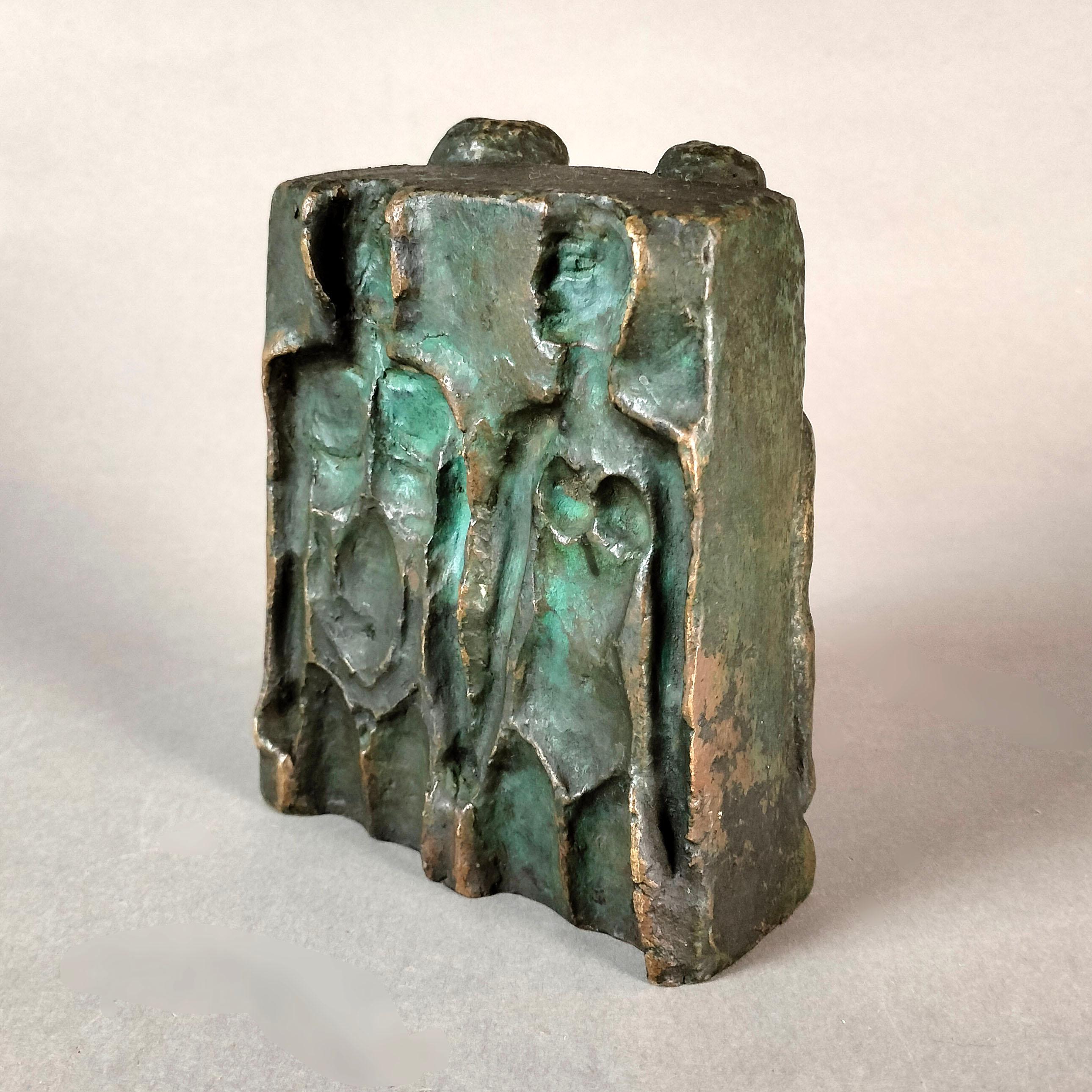 Brutalismo Scultura di coppia in bronzo brutalista di Pal Kepenyes