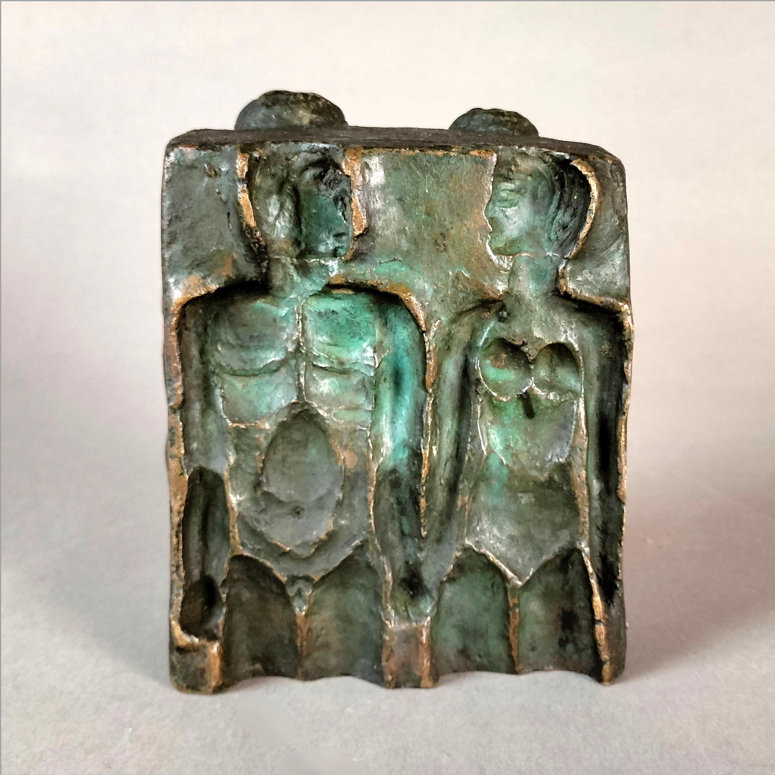 Messicano Scultura di coppia in bronzo brutalista di Pal Kepenyes