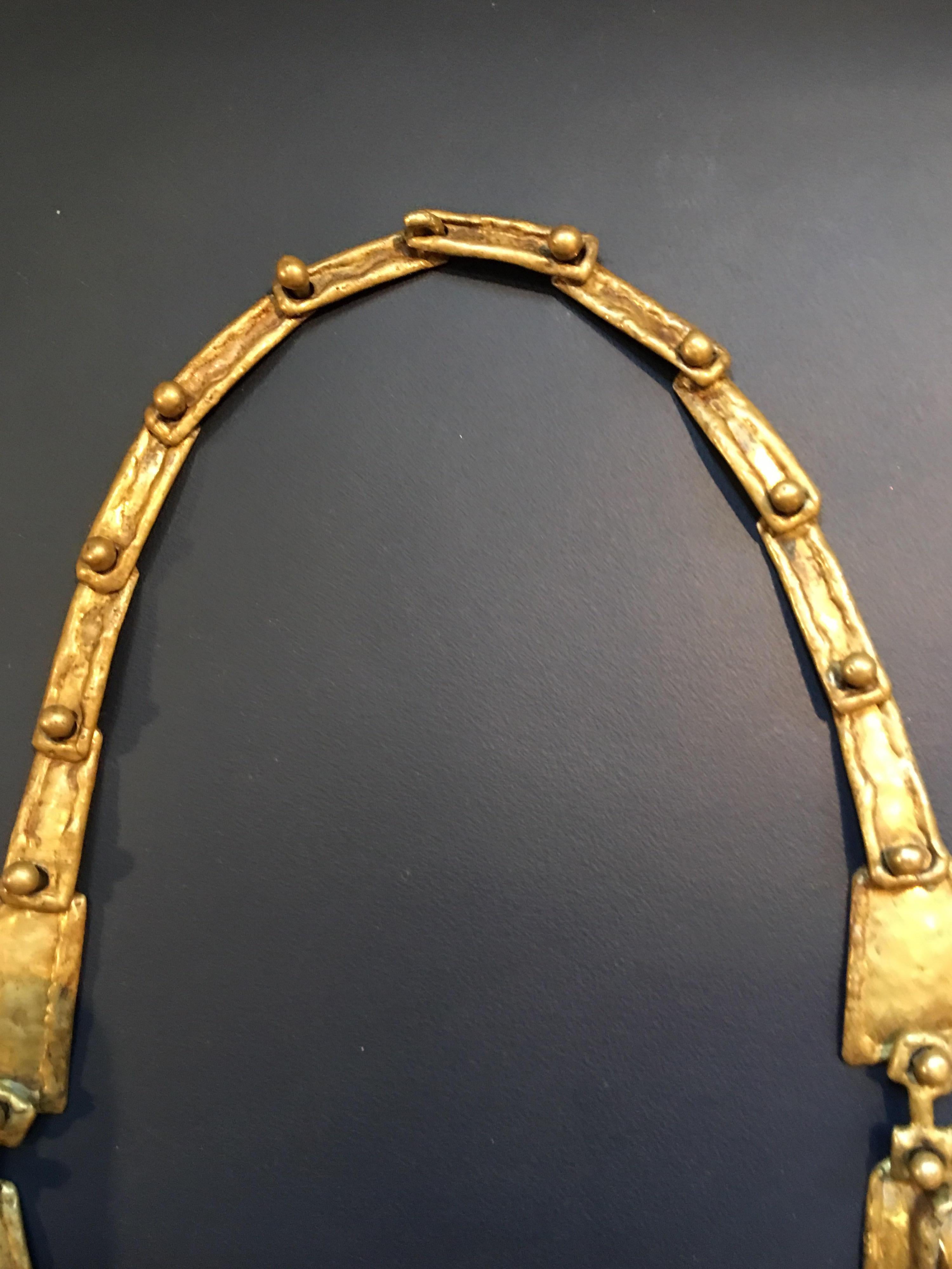Late 20th Century Pal Kepenyes Brutalist Bronze Necklace