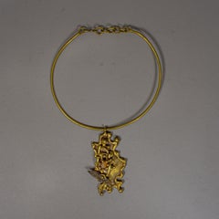 Vintage Pal Kepenyes Brutalist Bronze Necklace with Kinetic Pendant