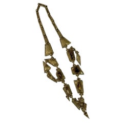 Vintage Pal Kepenyes Brutalist Bronze Necklace with Tiger's Eye