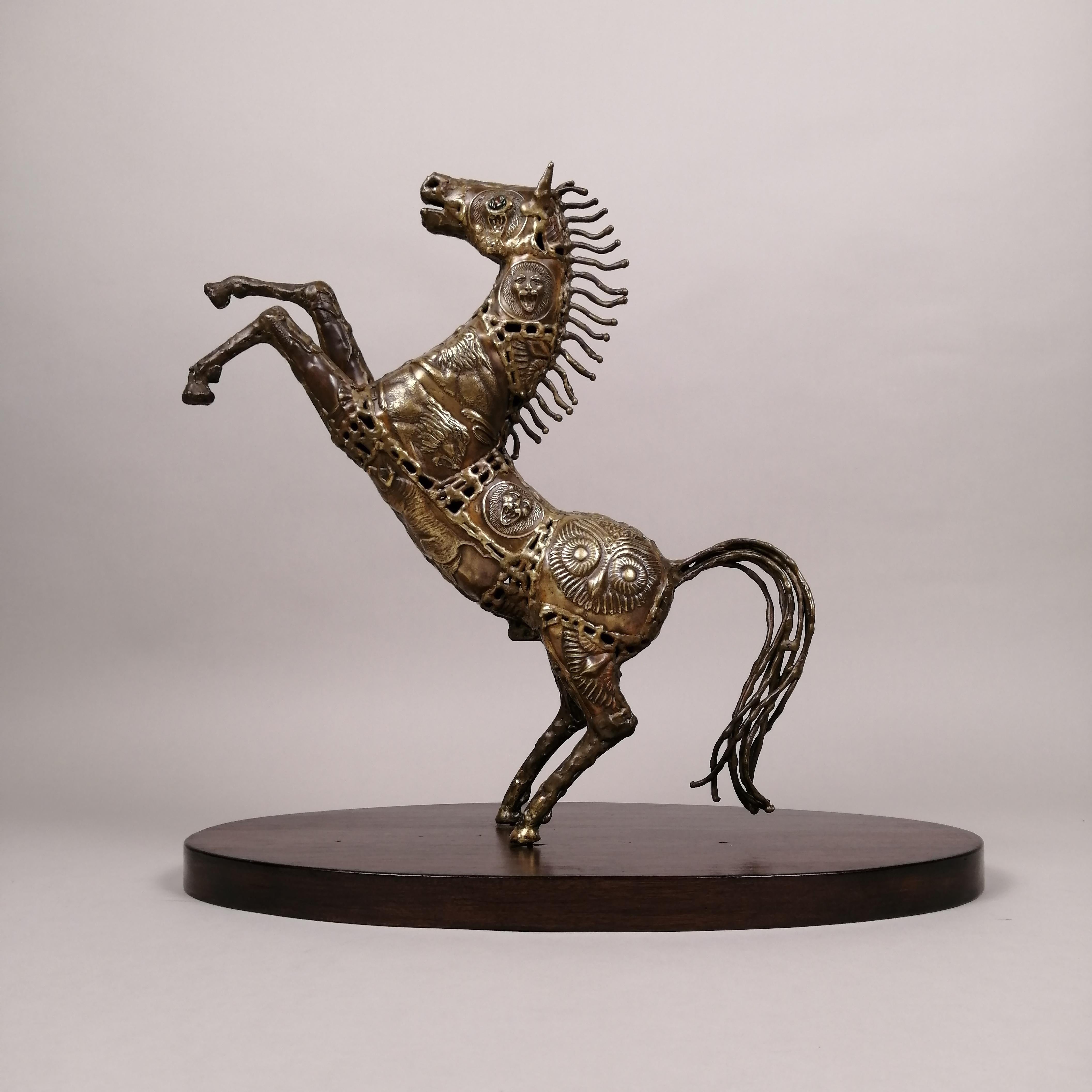 Mexican Pal Kepenyes Brutalist Bronze Rampant Horse Statue