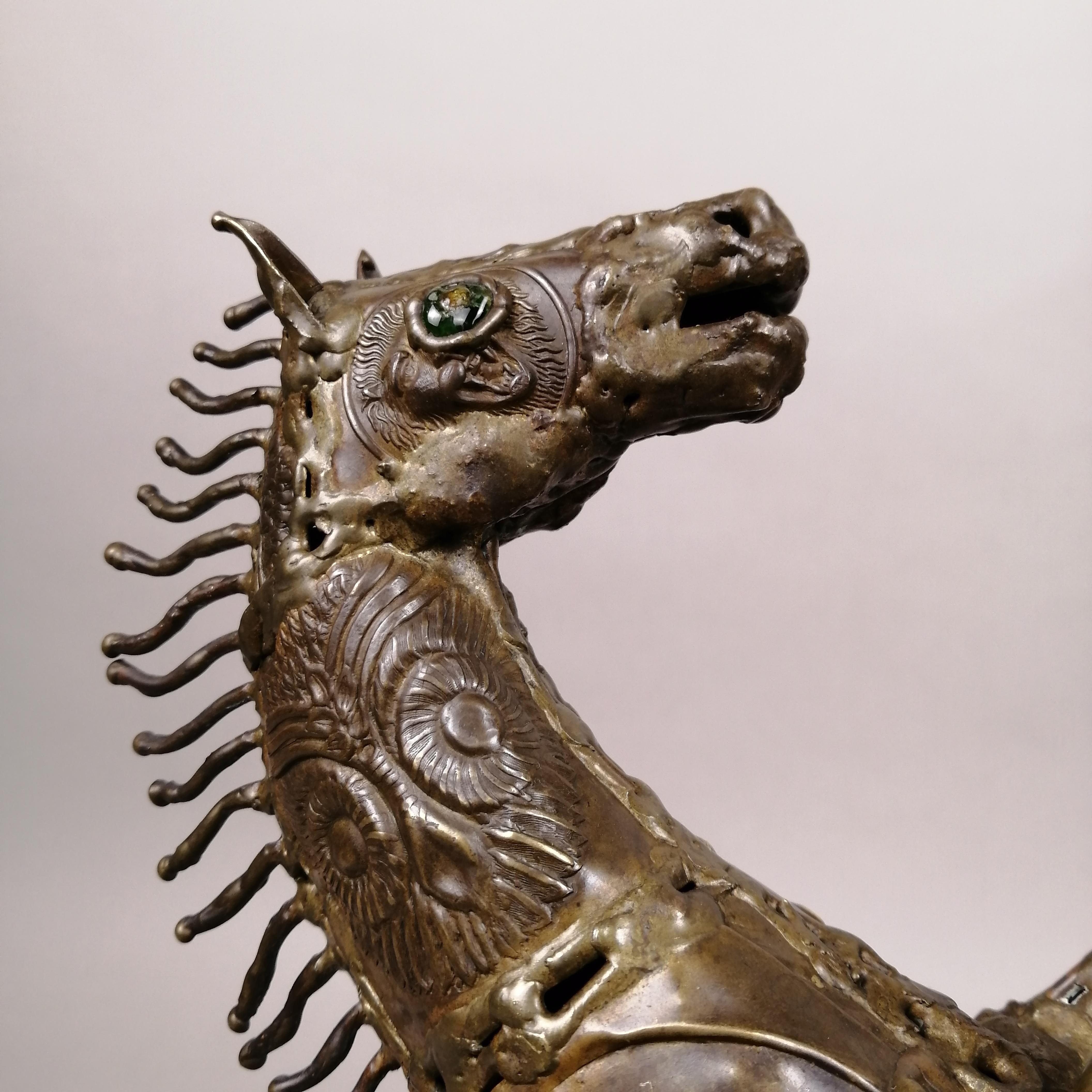 Pal Kepenyes Brutalist Bronze Rampant Horse Statue 1