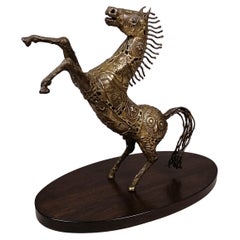 Pal Kepenyes Brutalist Bronze Rampant Horse Statue