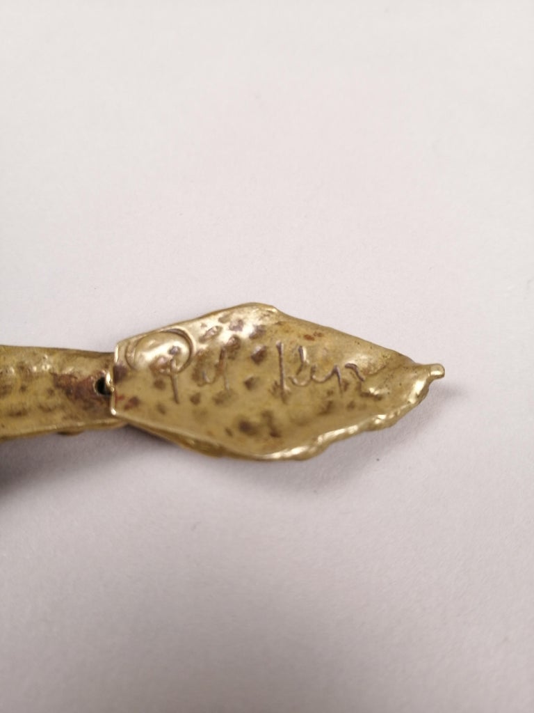 Pal Kepenyes Brutalist Bronze Snake Earring For Sale 1