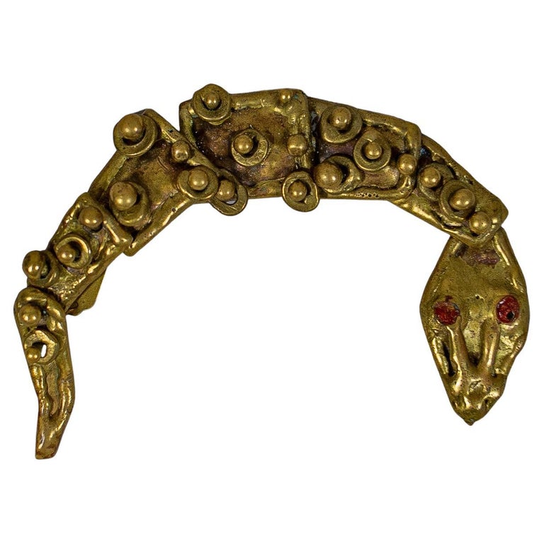 Pal Kepenyes Brutalist Bronze Snake Earring For Sale