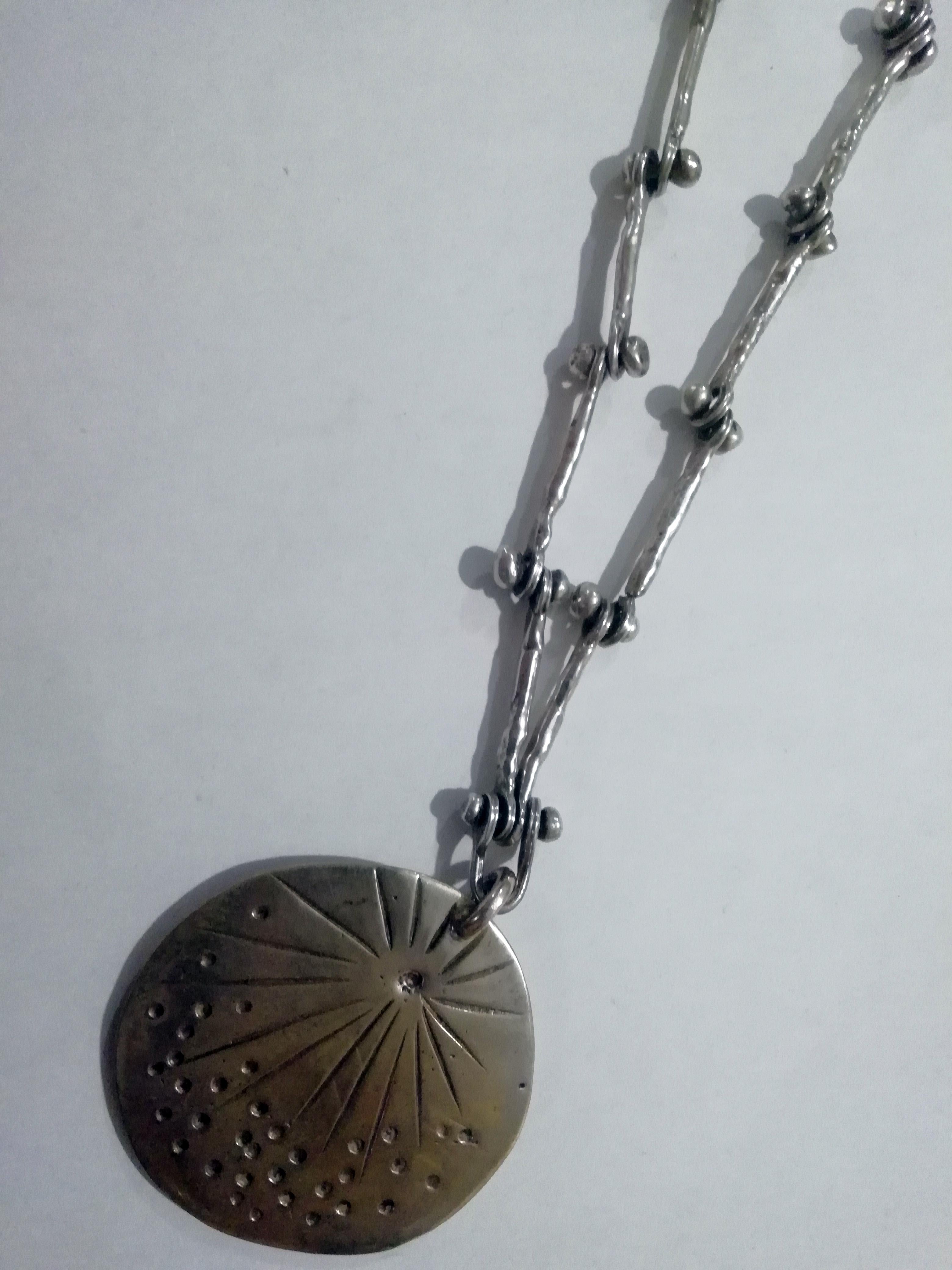 Pal Kepenyes Brutalistische Halskette aus Silber und Bronze (Brutalismus) im Angebot